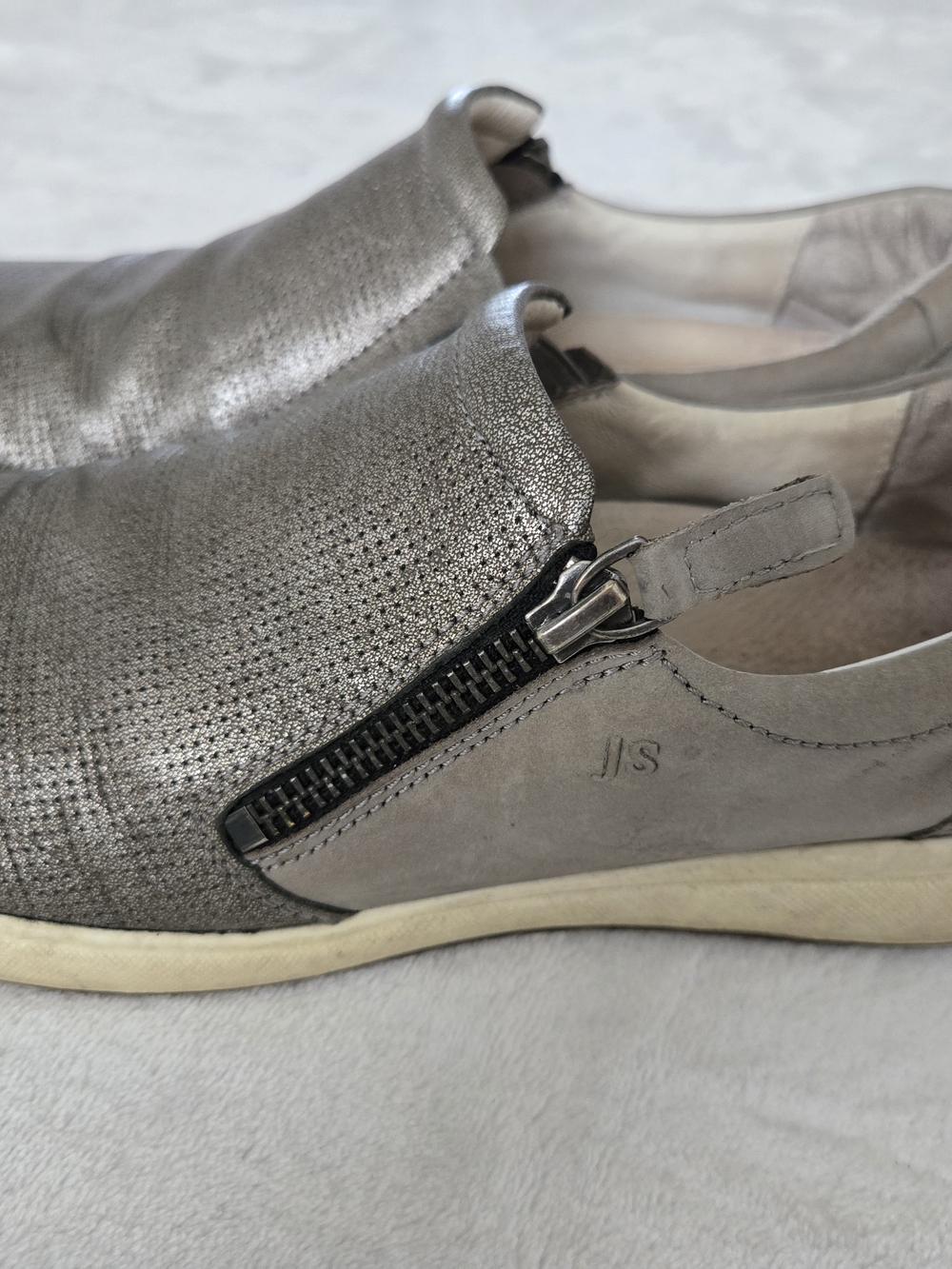 J/SLIDES Metallic Gray Slip-On Loafer